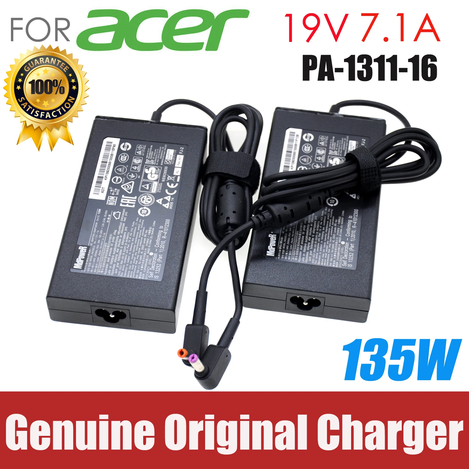 

Original For ACER 135W 19V 7.1A laptop AC adapter charger Aspire V17 Nitro 5 np515-51 pa-1131-16 VN7-591G VX5 VX15 ADP-135KB T