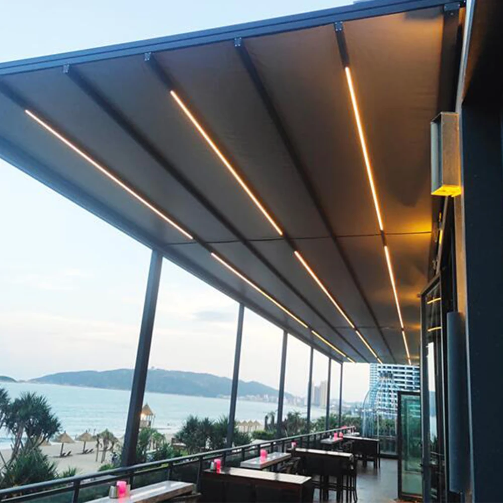 Easily Assembled Aluminum Gazebo Motorized Awning Outdoor Folding Retractable Pergola Canopy Roof