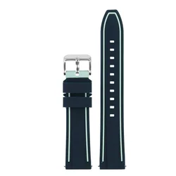 Premium Soft Silicone Diving Watch Band - Waterproof Rubber Strap - 20mm (Blue green)