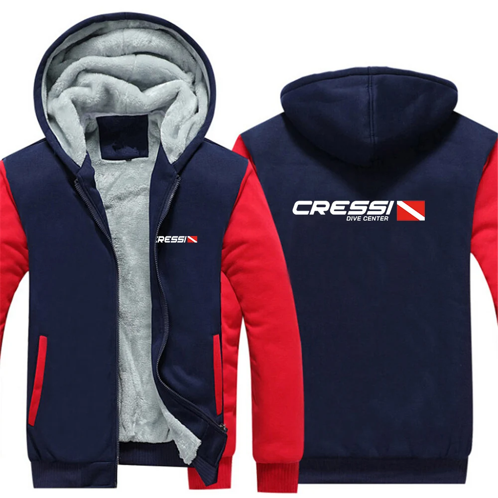 Scuba Dive Cressi 2023 New autumn and winter models Printing Men High quality Fleece Hooded Coat Thicken Sweatshirt Jacket