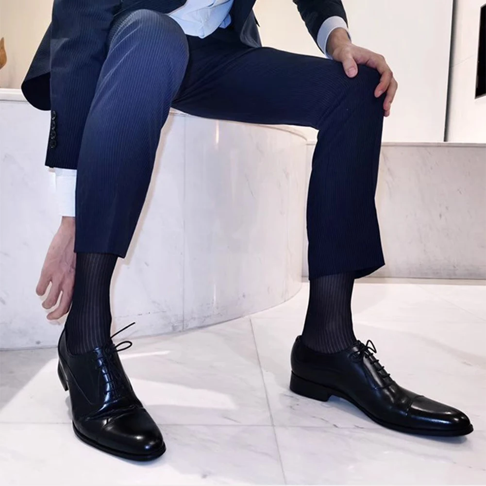 

1 Pairs Mens Ultra Thin See-Through Dress Socks Breathable Business Socks Long Knee Stockings Clubwear Erotic Lingerie Hosiery