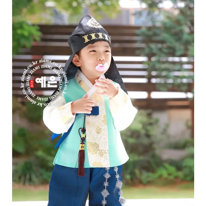 

High-end Children's Hanbok Boy Birthday One-year-old New Hanbok Korean Imported Fabric Clothing