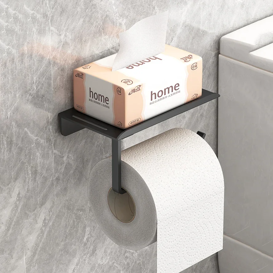 No Punching Toilet Paper Roll Holder Self Adhesive Bathroom Tissue Paper Holder Plastic Easy Installation Roll
