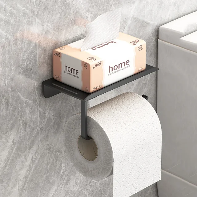 Porte-rouleau de papier toilette auto-adhésif sans poinçonnage, porte-papier de soie en plastique, Installation facile, porte-rouleau de papier 3