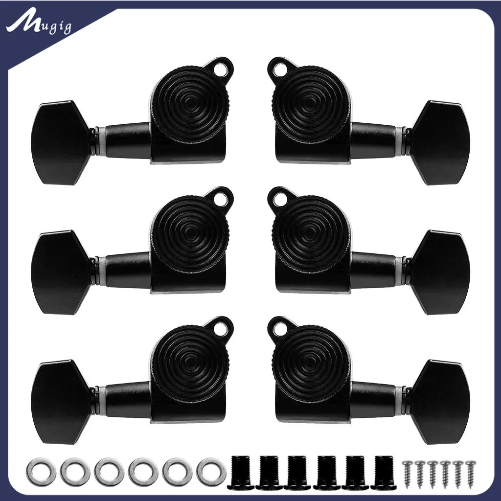 

Mugig 6PCS Guitar String Peg Locking Tuners Gitar Tuning Pegs Machine Head Black Gear Ratio For Guitars Guitarra Accessories SET