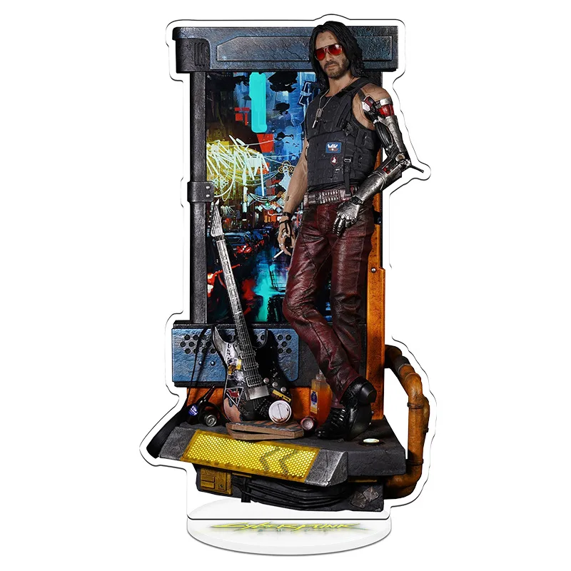 Cyberpunk 2077 Merchandise Display Stand with Keychain Gift Accessories