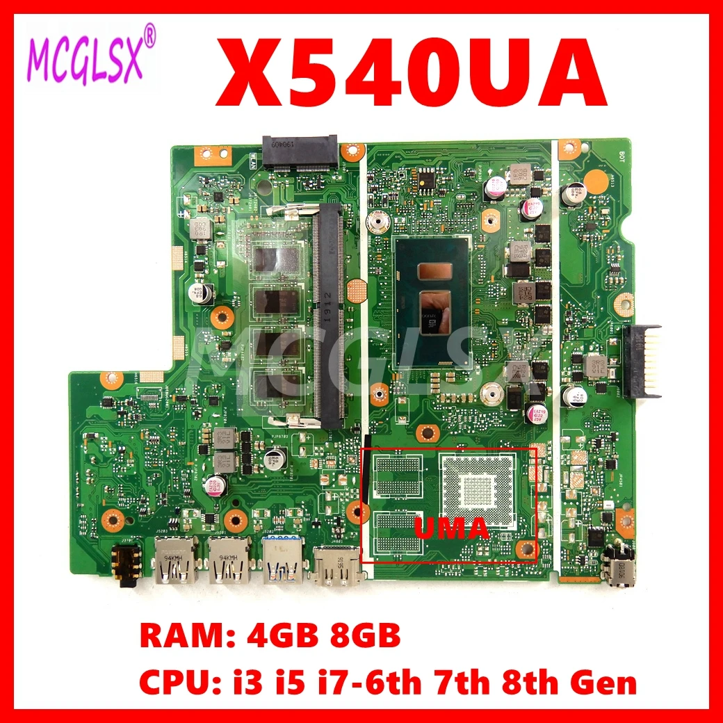 Laptop Motherboard X540UA Mainboard For ASUS X540UBR X540UB X540UAR X540UA X540UV X500UB Laptop Motherboard i3/i5/i7-6th 7th 8th Gen CPU 4GB-RAM