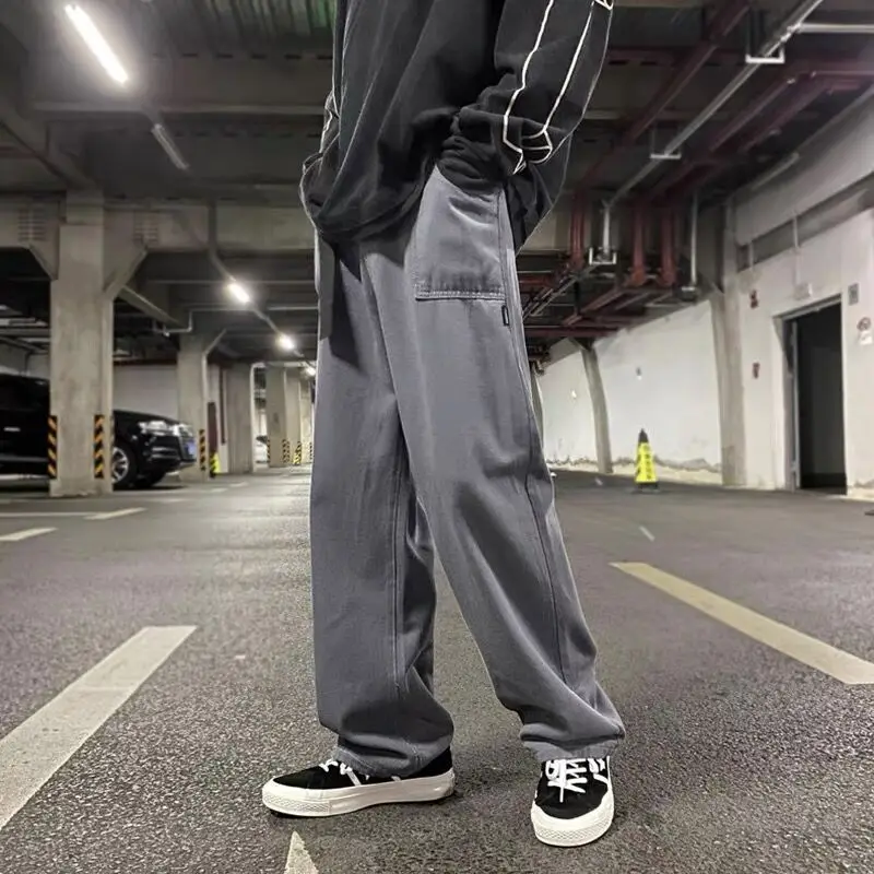 2024 Spring New Baggy Pants Japanese Korean Trendy Vintage Straight-leg Casual Cargo Pants Hip Hop Streetwear Men Clothing Y2k