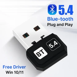 USB Bluetooth 5.4 5.3 Adapter Dongle for PC Wireless Mouse Audio Receiver Transmitter Bluetooth 5.0 Driver Free For Win 10/11