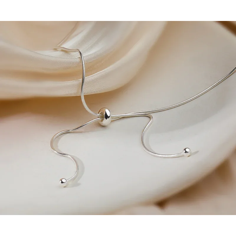 S Sterling Silver Sparkling Necklace for Women Short Clavicle Chain Choker Wedding Party Fine Jewelry silver necklace