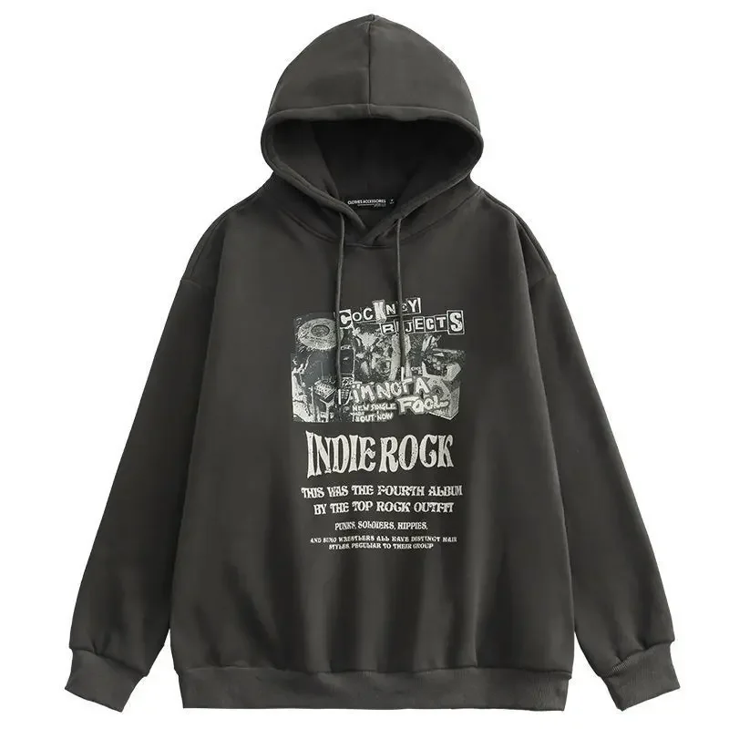 

Men Women Hoodeds European American Autumn Winter Korean Version Lazy Wind Black Sweatshirt Fashion Alphabet Print Tops Clothes