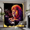 2pcs, spring summer Curtains Lion playing piano Semi-Sheer Curtains Versatile 100% Polyester Gifts Perfect for Bedroom, Office, 1