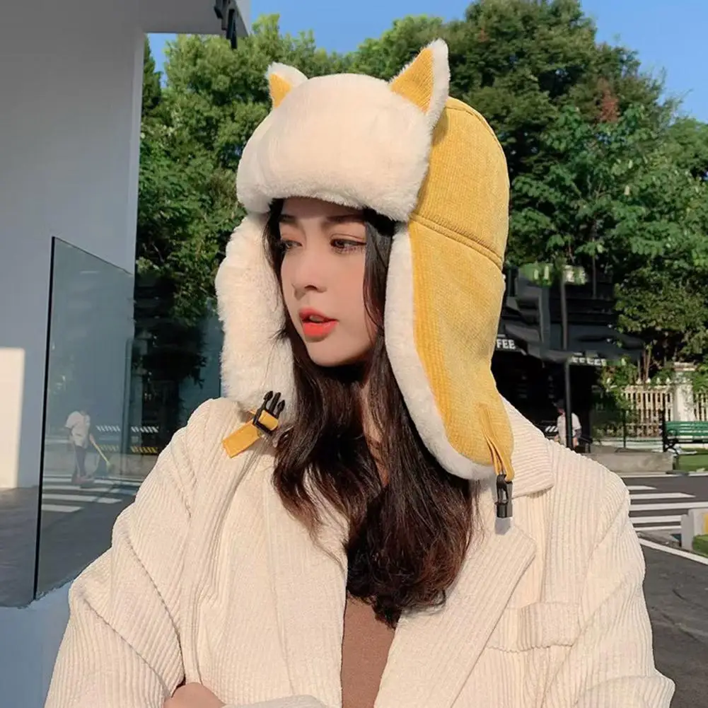 New Lovely Cat Ears Hat Korean Style Cute Autumn And Winter Cycling Windproof Earmuffs Cold Warm Cotton Hat Lei Feng Women