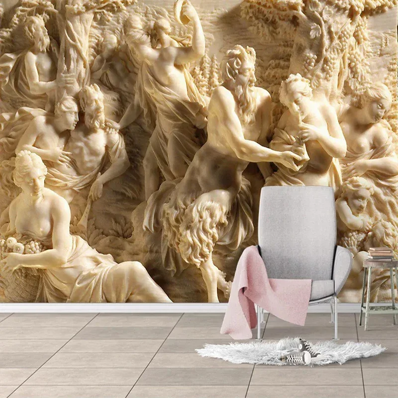 Papel de Parede com Foto Personalizada 3d Estátua de Personagem Estilo Europeu Hotel Sala de Estar Quarto Decoração de Parede Arte Mural Papel de Parede