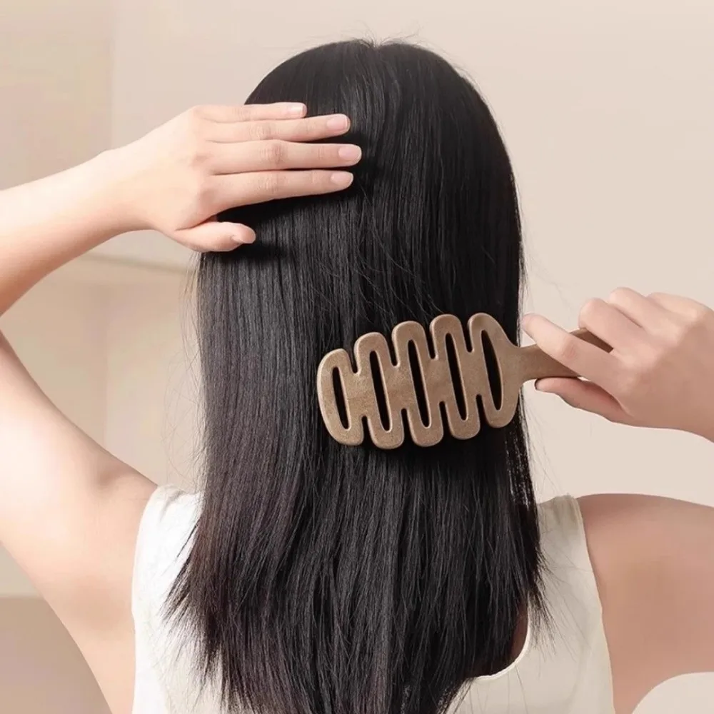 New Hollow Hair Comb Natural Boar Bristle Massage Brush with Handle Anti-Static Curly Hairbrush Salon Hairdressing Styling Tools