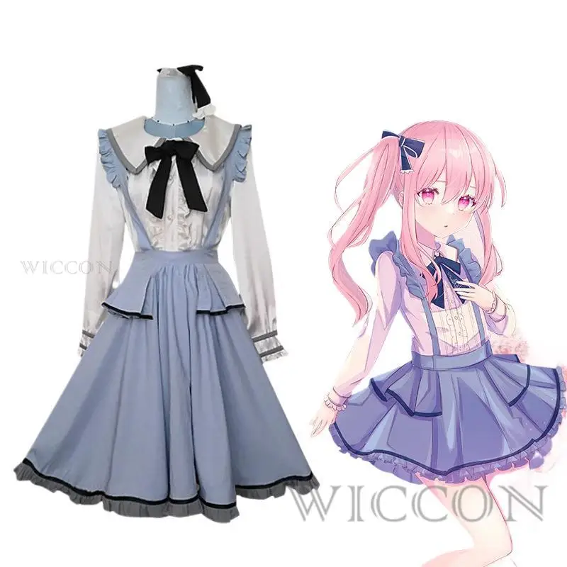 

Anime Akiyama Mizuki Cosplay Maid Costume Project Sekai Colorful Stage! Lolita Ruffle Dress Role-Playing Halloween Uniform