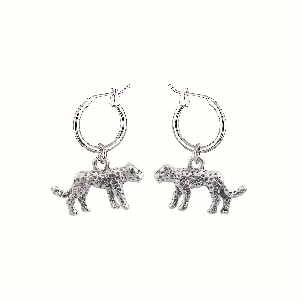 Orecchini a cerchio leopardati in metallo vintage per le donne Moda semplice color oro Orecchini con fibbia rotonda a cerchio grande Accessori per gioielli  36