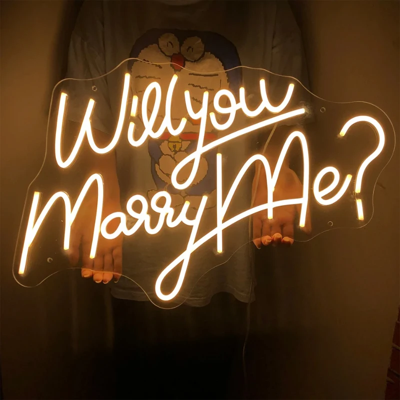 

Will You Marry Me Neon Signs Led Light Wedding Proposal Decoration Party Wall Valentine's Day Decor Transparent Acrylic Sheet