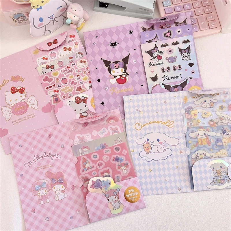 

8pcs/pack New Kawaii Kuromi Melody Cinnamoroll Decorative Stickers Adhesive Stickers DIY Decoration Diary Stickers