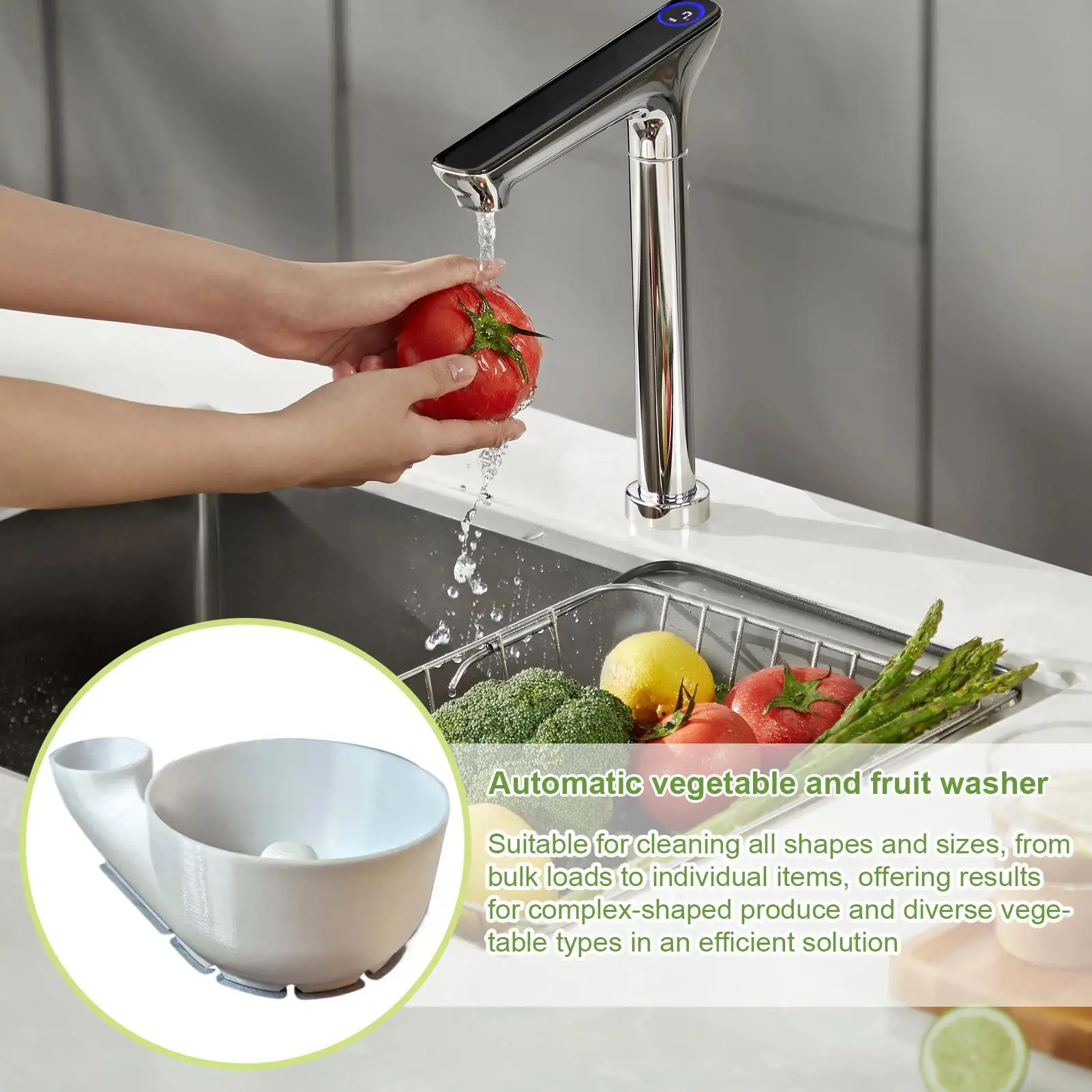 Automatic vegetable & fruit washer Vegetable Washer Fruit Wash Bowl 3D Printing Food Washing Spinner Automatic Cleaning Machine