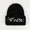 Ladies Fashion Warm Knitted Knitted Knitted Hat with Bright Diamond Rabbit Hair Thickened Warm Cotton Hat Travel Shopping Hat 5