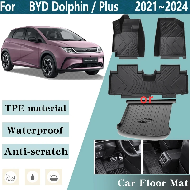 LHD Car Floor Mat for BYD Dolphin Plus Accessories ~ Anti-dirty Foot Liner Mats Anti-dirt Trunk Pads Accessories