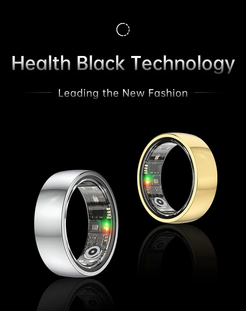 R1000 Stainless Steel Health Tracker Smart Ring Blood Oxygen Pressure Heart Rate Monitor Smart Finger Rings Fitness Waterproof