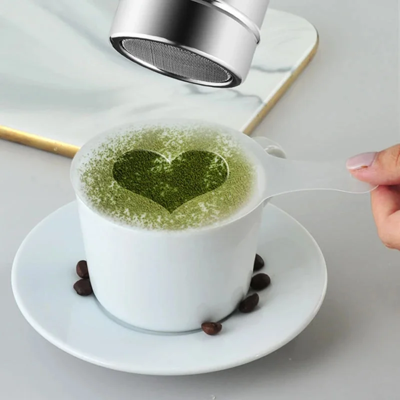 Coffee Stencils Fancy Coffee Printing Model Foam Cake Stencils Plastic Drawing Cappuccino Mold Powdered Sieve Tools 16pcs cappuccino mold