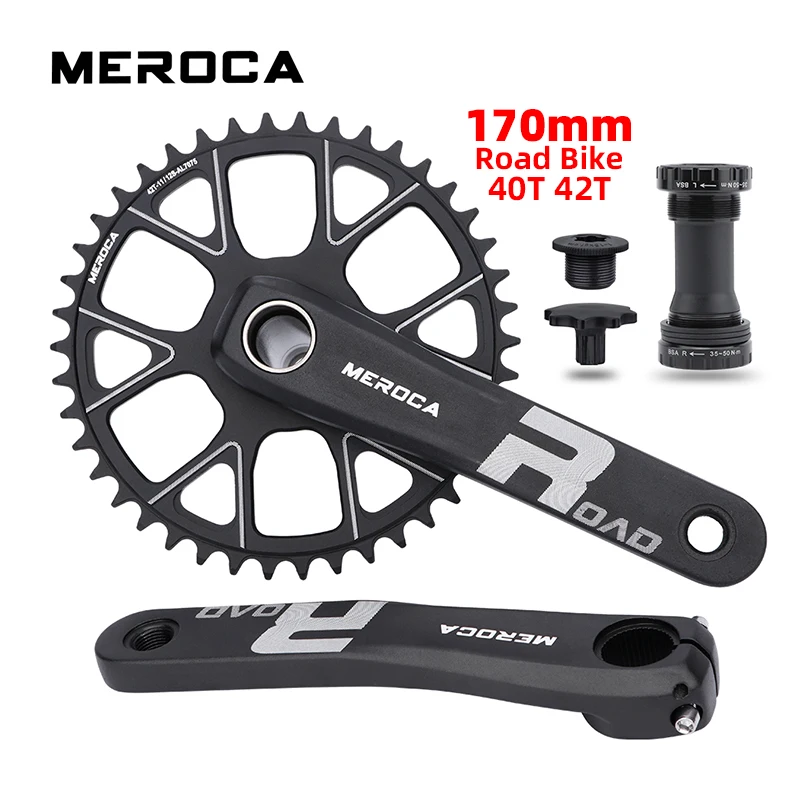 

MEROCA Road Crank Aluminum Alloy 170mm Arm 40T/42T Sprocket Road Bicycle Crankset 9S 10S 11S 12S BIKE ACCESSORIES