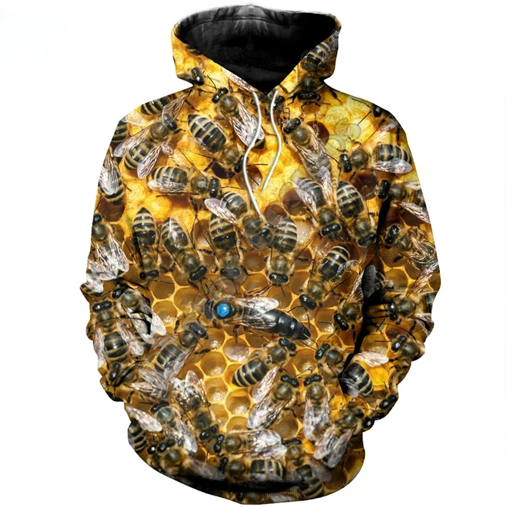 

Animal Bee 3D Printed Men's Hoodie Pure Raw Honey Harajuku Fashion Hooded Sweatshirt Men's and Women's Casual Pullover Top