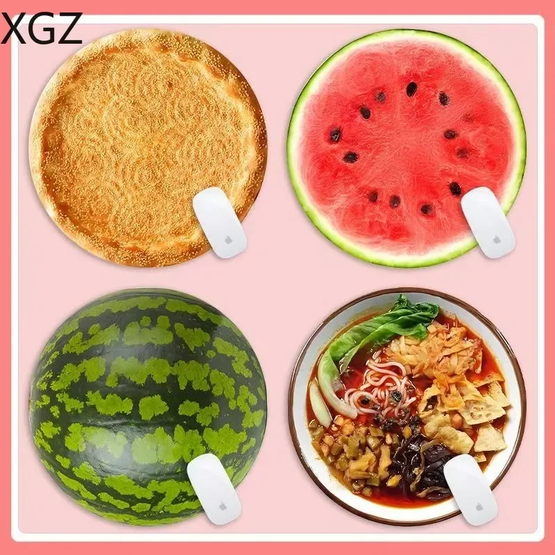 Small round fruit print mouse pad personality fruit pattern office computer desk mat game non-slip mousepad coaster accessories