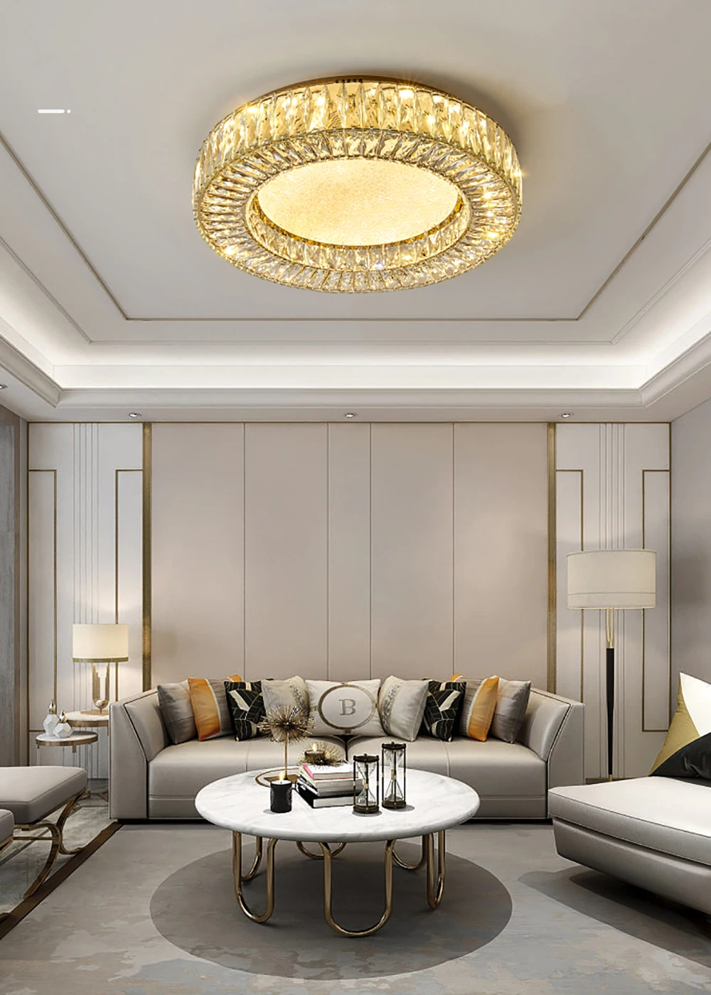 Description Picture 2 of item2024 All Crystal Modern Luxury Ceiling Chandelier Gold Classic Ceiling Lights Led Home Appliance Lighting for Living Room