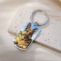 Lemegeton Personalized Photo Keychain Single Side Print Picture Key Chain Stainless Steel Jewelry Customized Keyring Family Gift