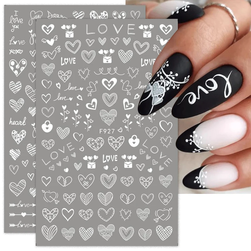1PCS New Valentine's Day Nail Art Stickers Black White Love Nail Art