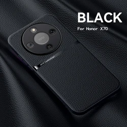 Premium Magnetic Leather Car Holder & Scratch-Resistant Protective Case for Honor X70 (Black)