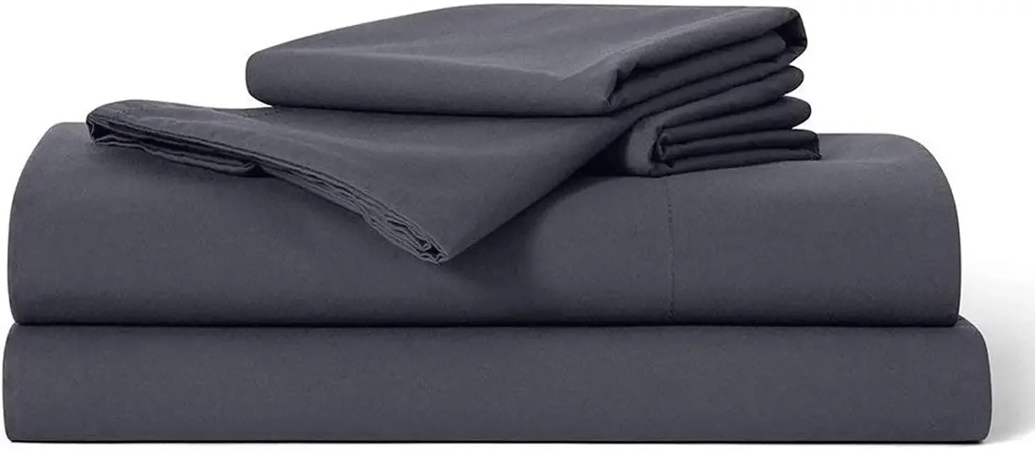 

Luxury Sateen 4 Piece Sheet Set - 100% Cotton, King Size in Graphite - 1 Fitted Sheet, 1 Flat Sheet, 2 Pillowcases