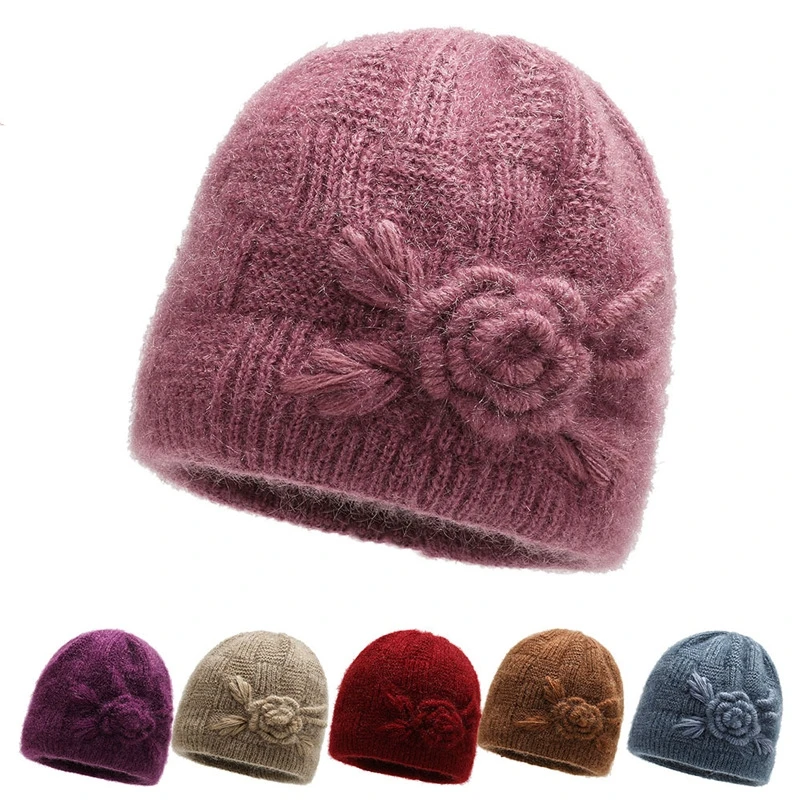 

Зимняя вязаная шапка для пожилых женщин, Зимняя женская шапка для женщин среднего возраста, теплые плюшевые и утепленные шапочки, облегающие шапки