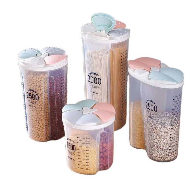 

Sealed Storage Box Crisper Grains Food Storage Tank Household Kitchen Food Containers for Dry Cereals Measure Cups Kitchen Tool