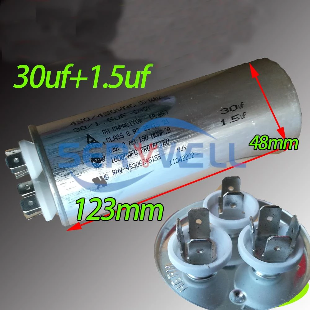 Condensador de arranque de Motor 450VAC/400VAC 30uF + 1,5 uF para compresor de aire acondicionado 30/1 1 unidad|capacitor for air conditioner| capacitor for motorcapacitor 1.5uf - AliExpress