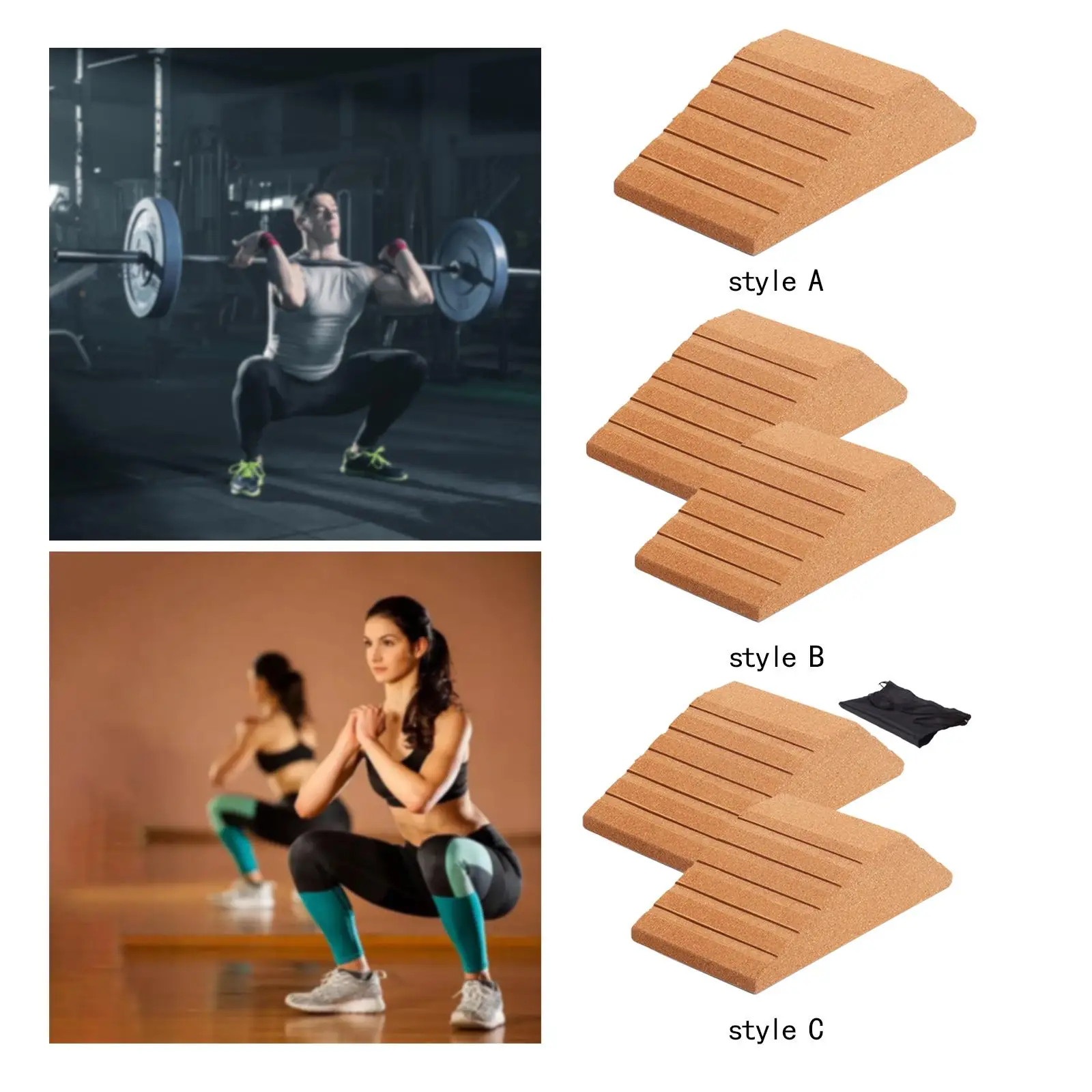 Cork Squat Wedge Block Yoga Brick Slant Board Lightweight Trainer Platform for Pilates Stretching Home Yoga Indoor Sports