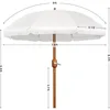 9ft Patio Umbrella with Tassels, Fringe Portable Beach Umbrella, Umbrella Outdoor Patio with Crank Operating Mechanism 2
