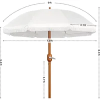 9ft Patio Umbrella with Tassels, Fringe Portable Beach Umbrella, Umbrella Outdoor Patio with Crank Operating Mechanism 2