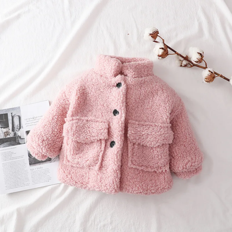 Fashion Baby Girls Boy Winter Warm Jacket Villus Thick Lamb Wool Infant Toddler Kids Sheep Like Coat Baby Outerwear Cotton 1-7Y baby jacket