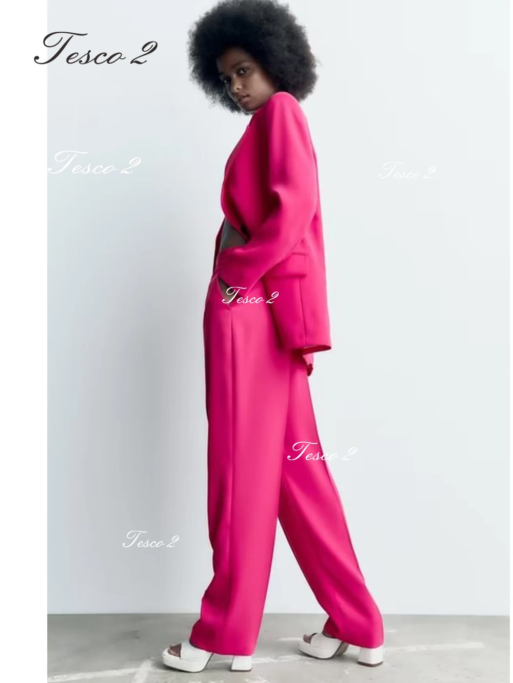 Bright Pink Fashion Women's Suit Delicate Pantsuit Business Office Bespoke For Office Commuting Women Wear Suit