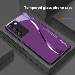 Two - Tone Striped Black Tempered Glass Phone Case for Vivo Y93 Lite (BLH - BLH24100813)