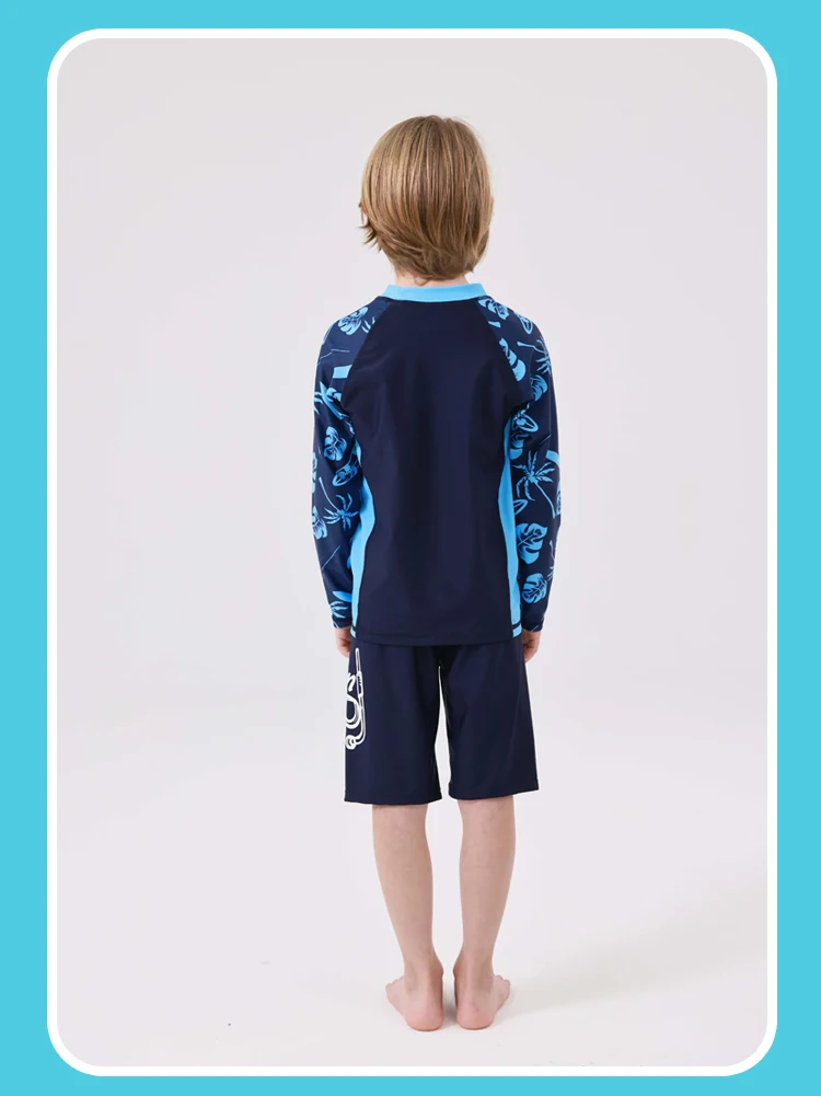 Baby Toddler Boys Three Pieces Swimsuit Set Boys Bathing Suit Rash Guards with Hat UPF 50+ FBA Beachwear