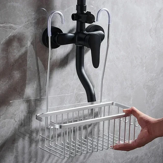 Comodo portaoggetti per WC, senza installazione di foratura, cestino portaoggetti per bagno, per doccia e prodotti da bagno 3