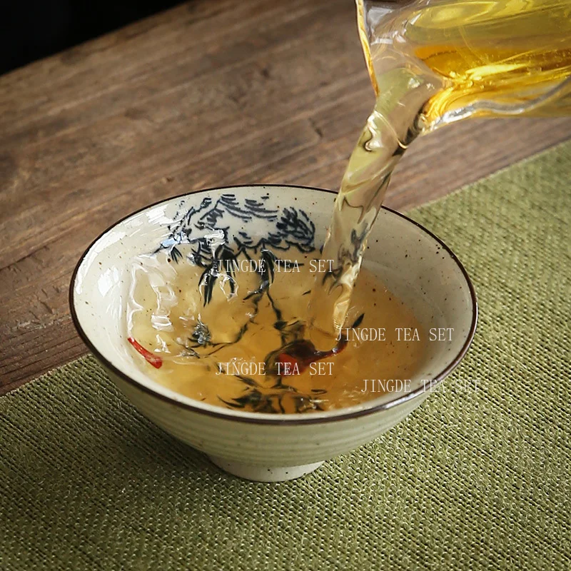 Ceramic Tea Cup Home Master's Tea Cup Chinese Hand-painted Tea Cup Blue and White Porcelain Drinking Utensils Teaset Accessories