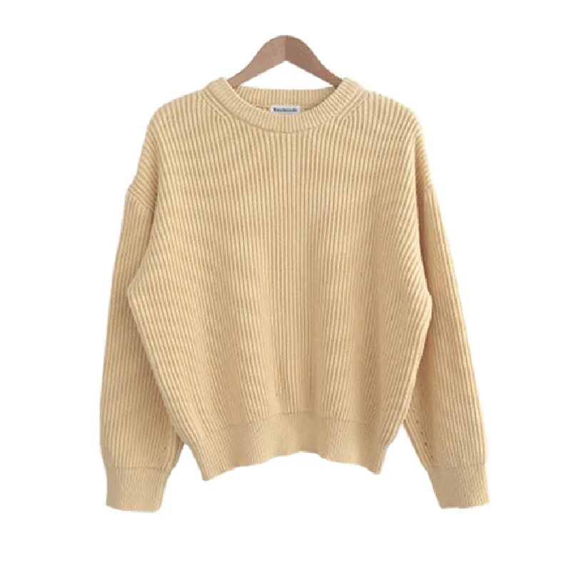 woolen sweater 2021 Autumn Winter Women Pullover Sweaters Female Knitted O-Neck Solid Concise Loose Elegant Office Lady Casual All Match Tops turtleneck sweater Sweaters