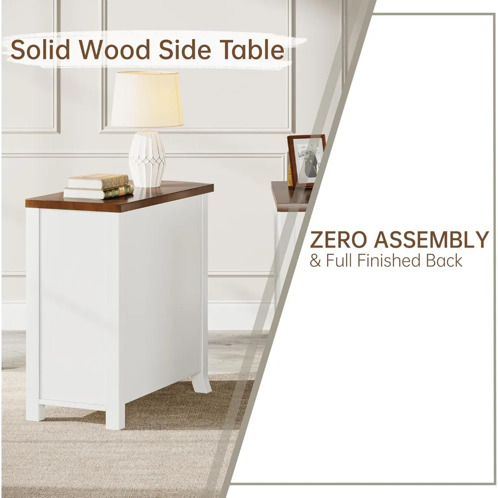 Nightstand Set of 2, 3-Drawer Narrow Side Table Slim Chair Tables for Living Room, Sofa Table with Drawers, Nightstand 5